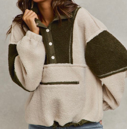 Evergreen Sherpa Snap Pullover
