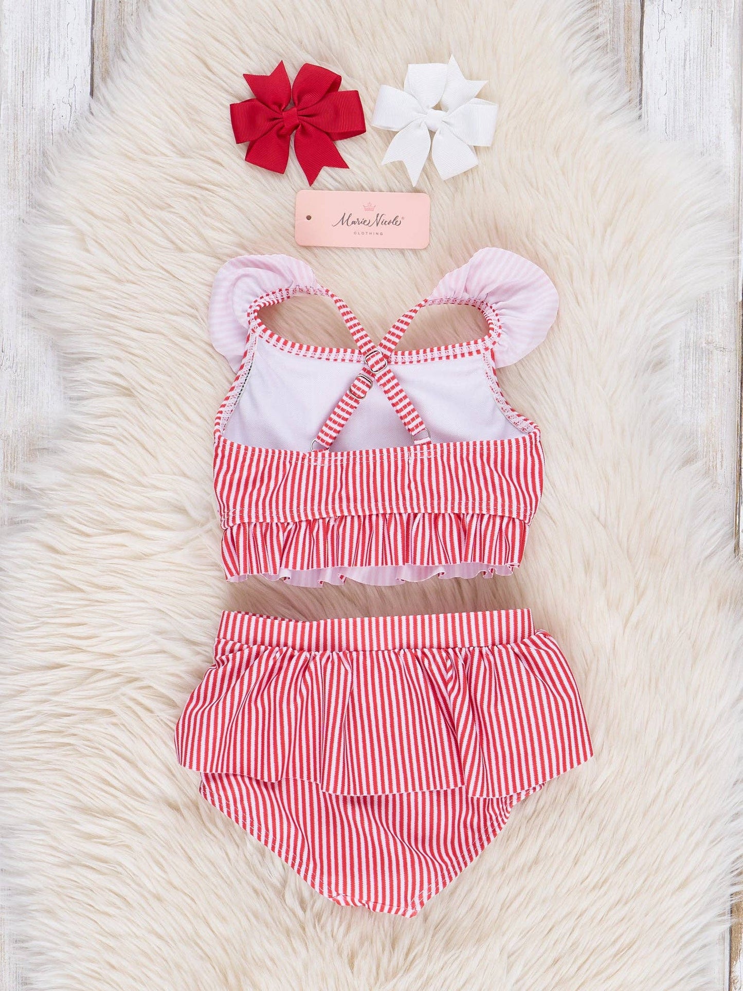 Happy Crab Girls Striped Swimsuit