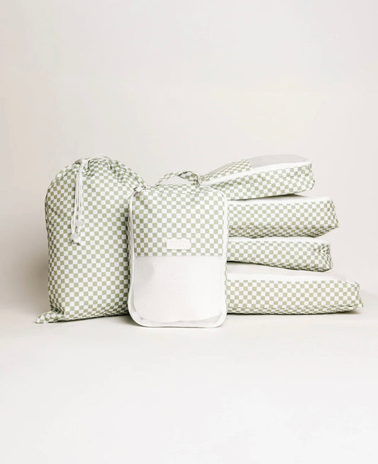 Green Checkered Packing Cube Set