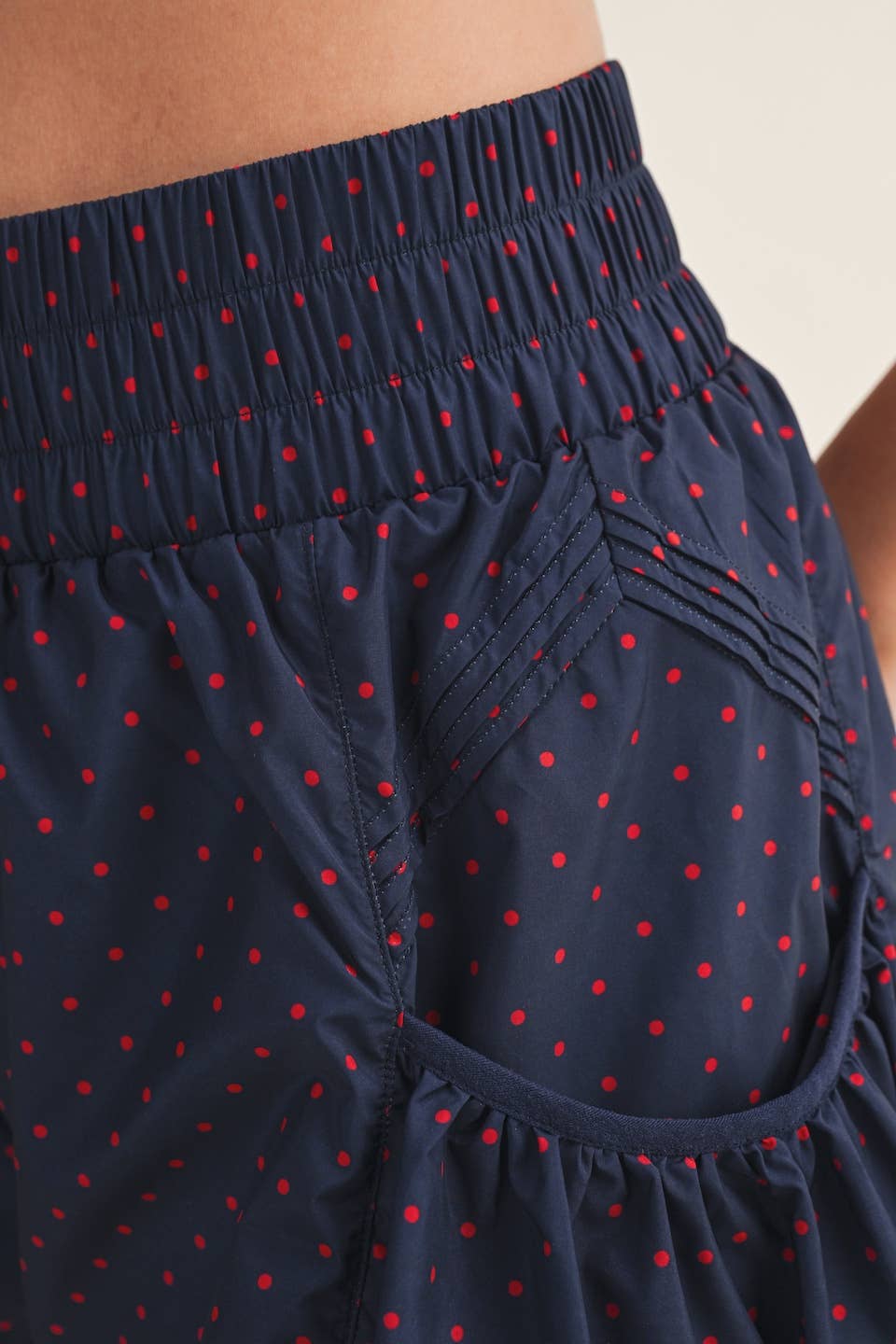 Polka Dot Print Nylon Flare Shorts