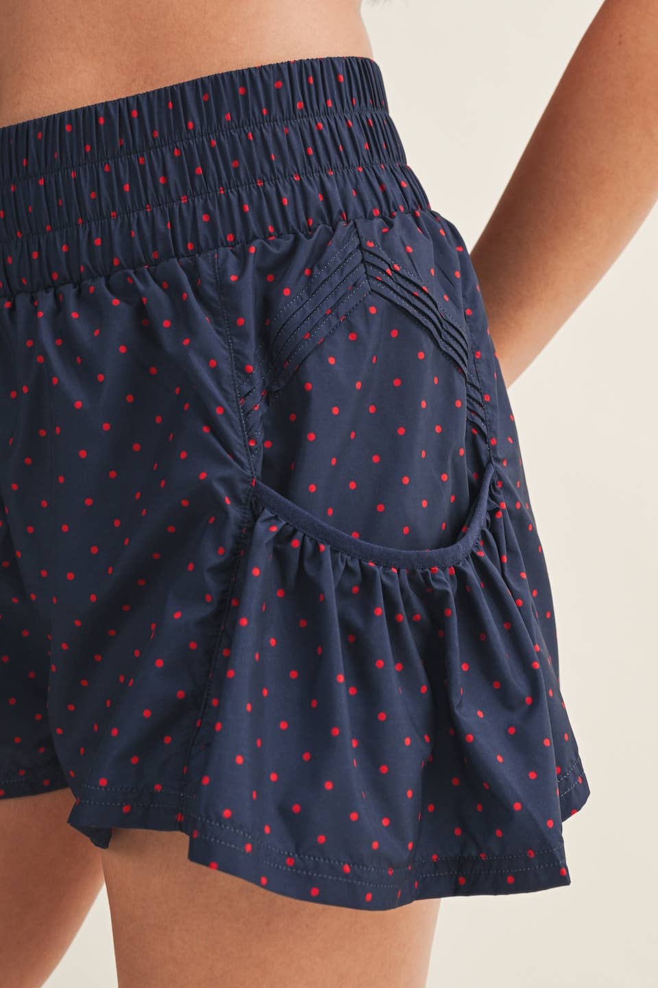 Polka Dot Print Nylon Flare Shorts