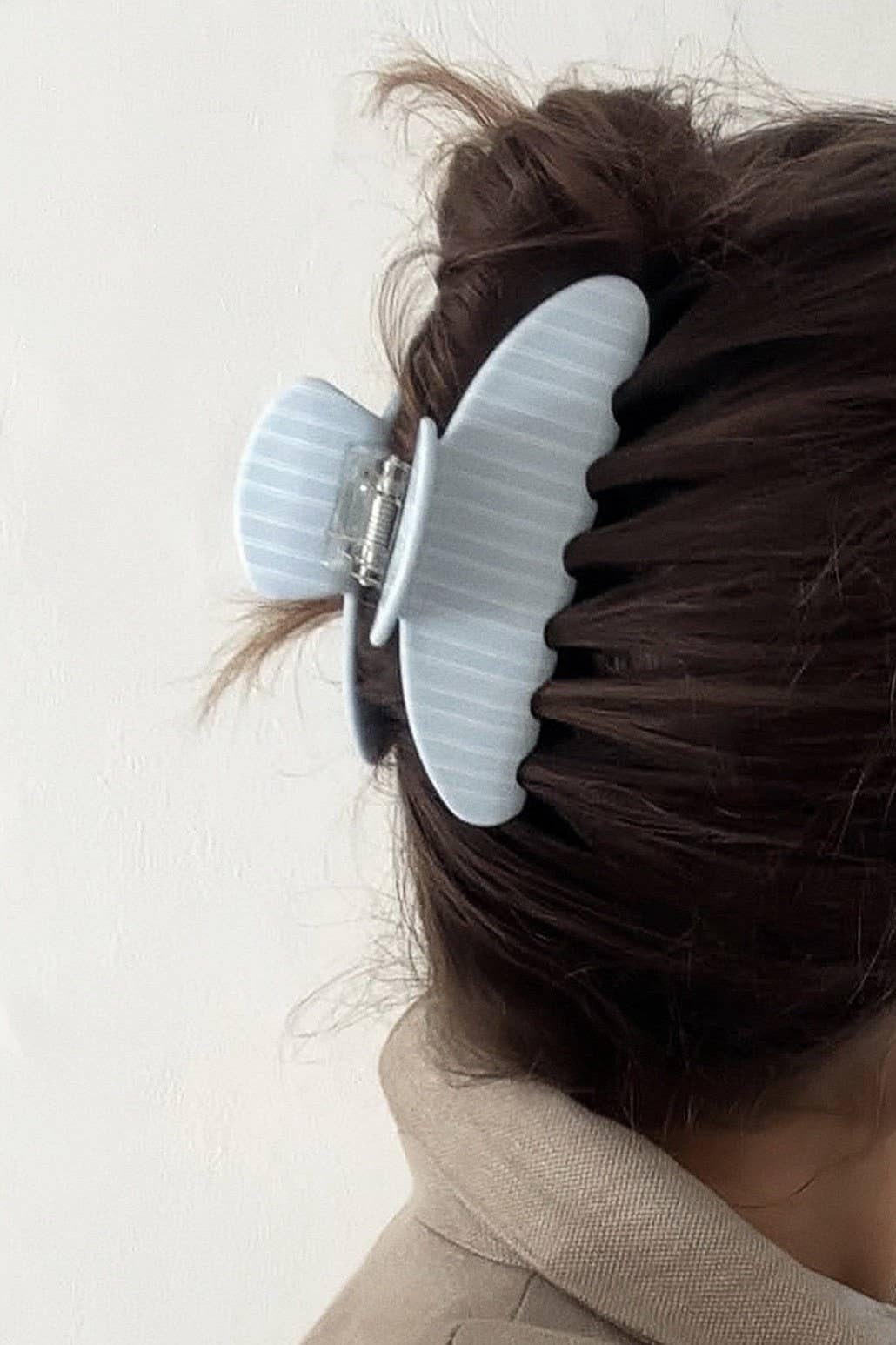 STRIPE PLAID OVAL HAIR CLAW CLIPS