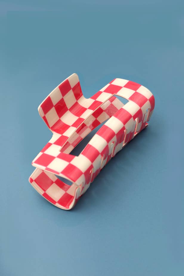 RESIN CHECKER HAIR CLAW CLIPS