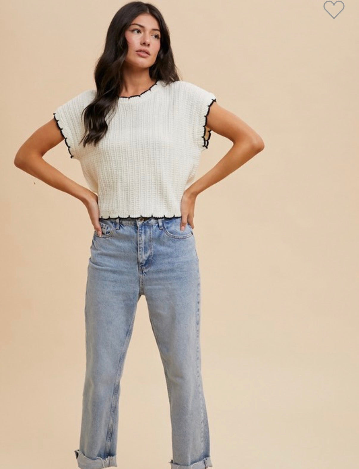 Scalloped Sweater Top