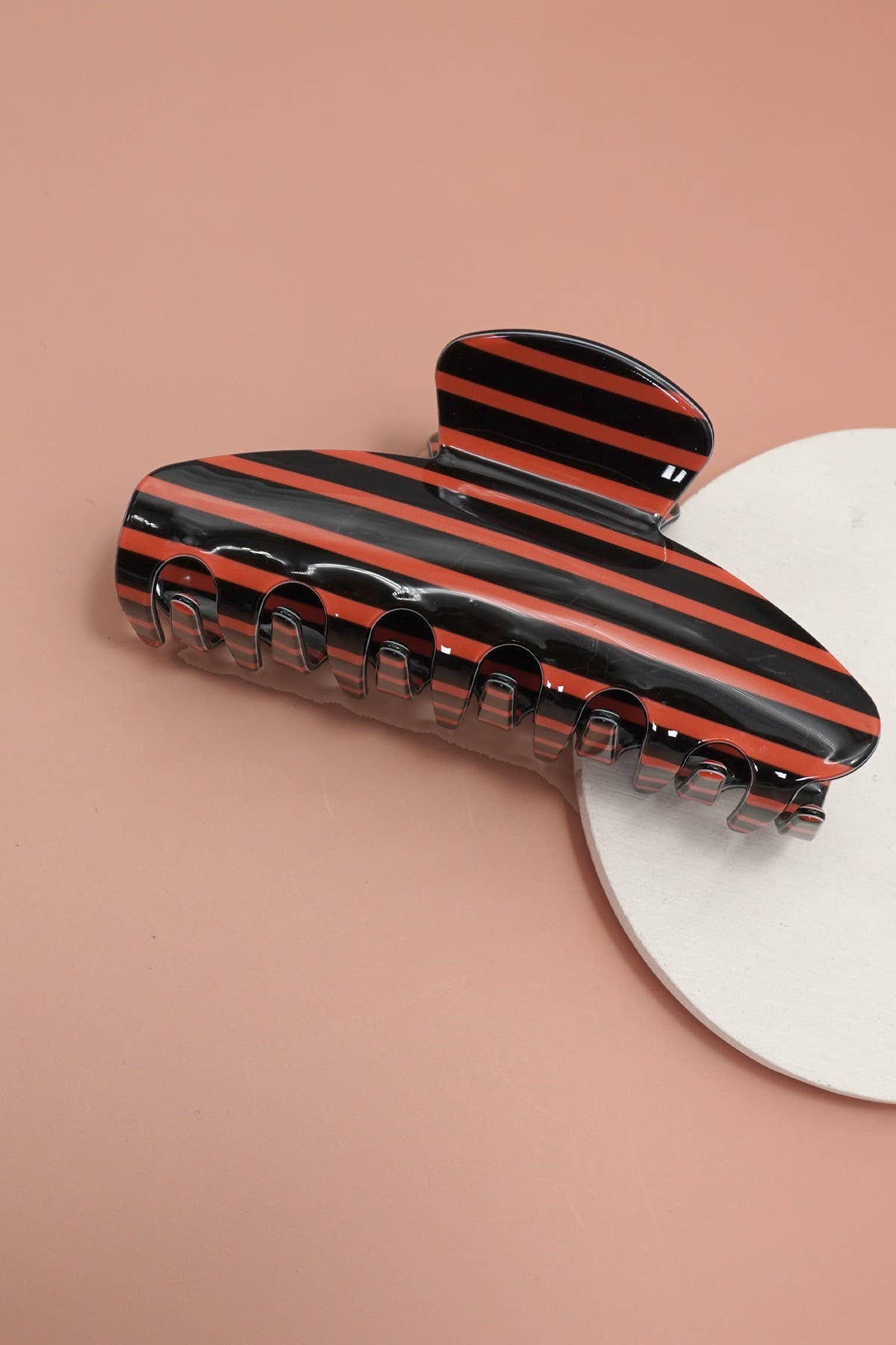 STRIPE PLAID OVAL HAIR CLAW CLIPS