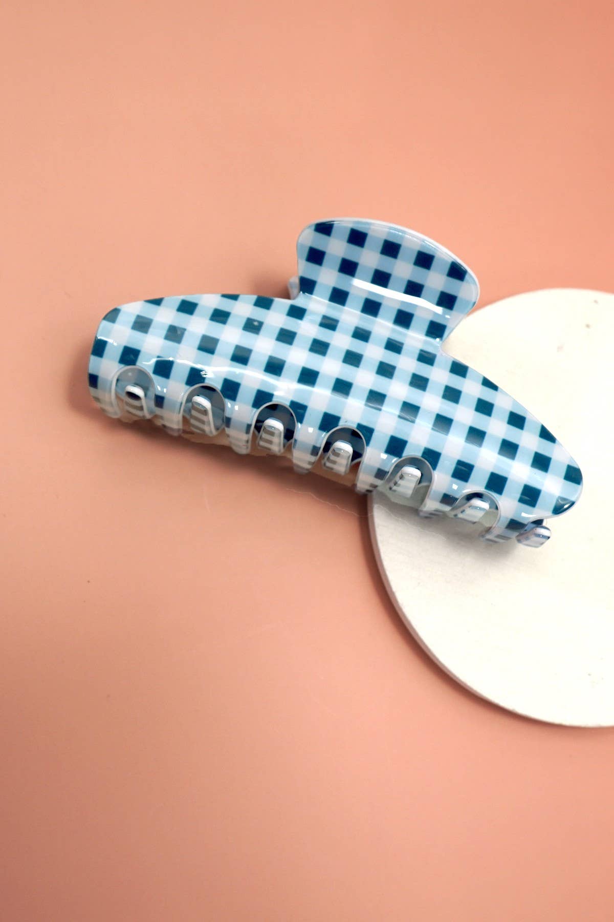 STRIPE PLAID OVAL HAIR CLAW CLIPS