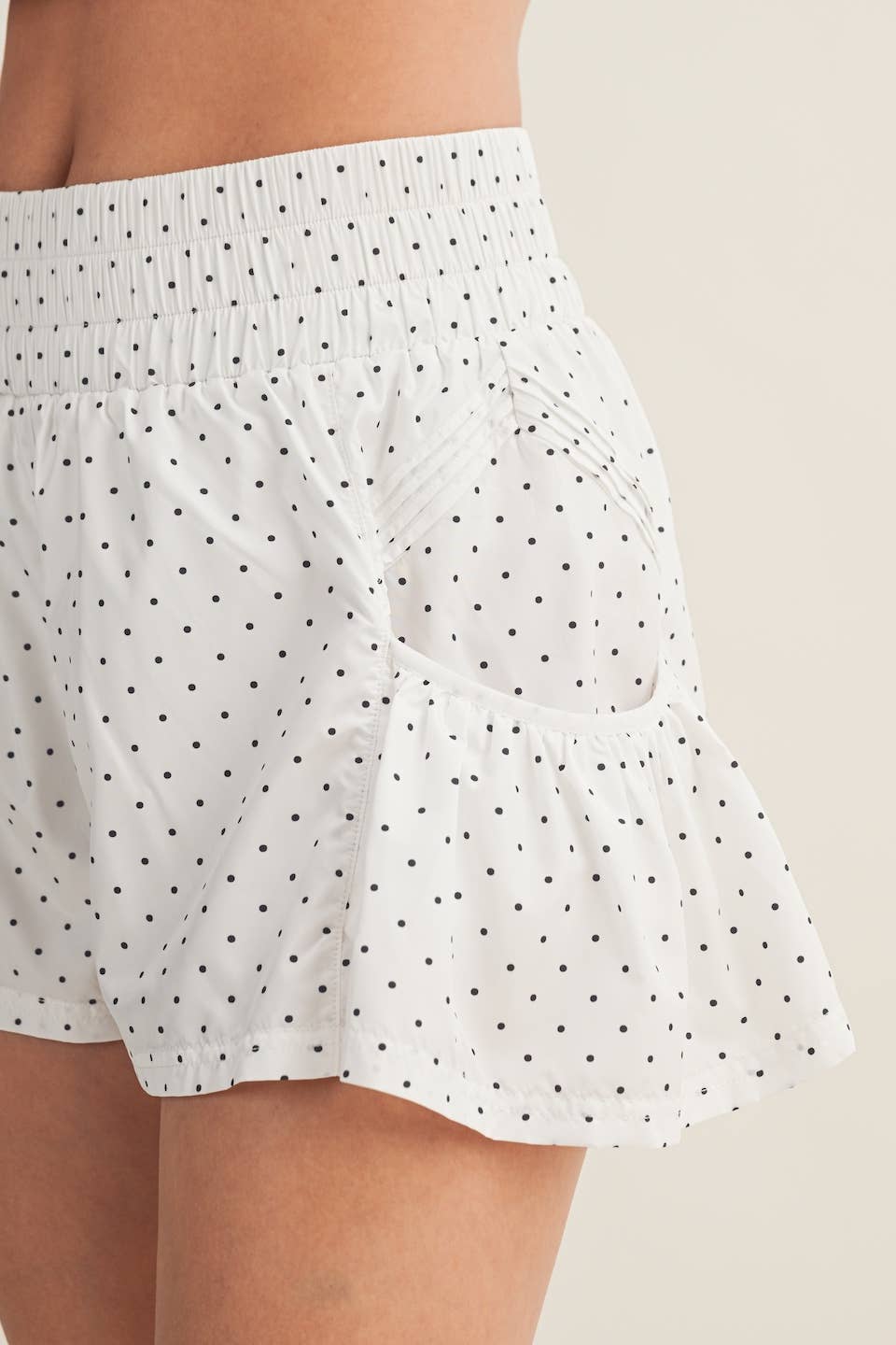 Polka Dot Print Nylon Flare Shorts