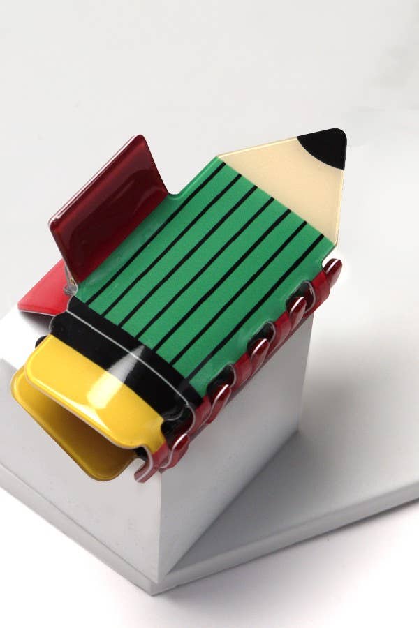 SCHOOL PENCIL HAIR CLAW CLIPS